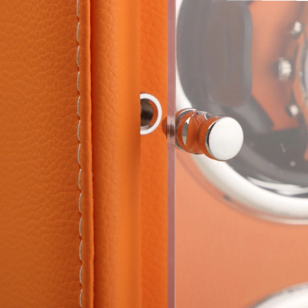 Leone Watch Winder, Orange Colour, Auto Watch Winder Detail 