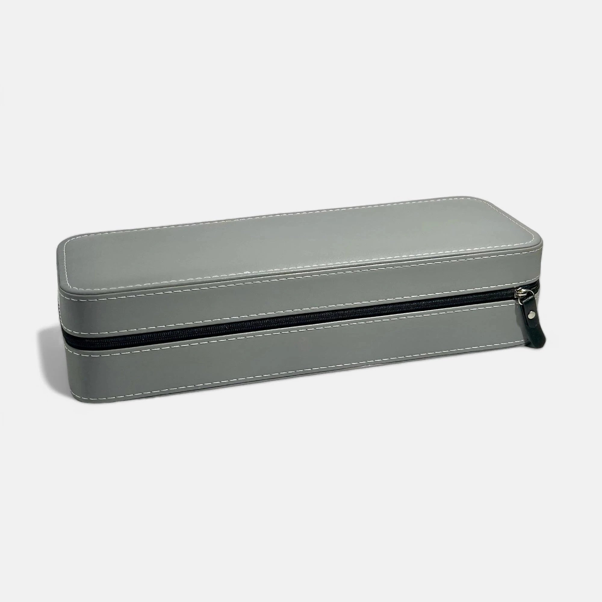 Santa Maria Watch Box, Grey Colour, Front Side, Zipped Close