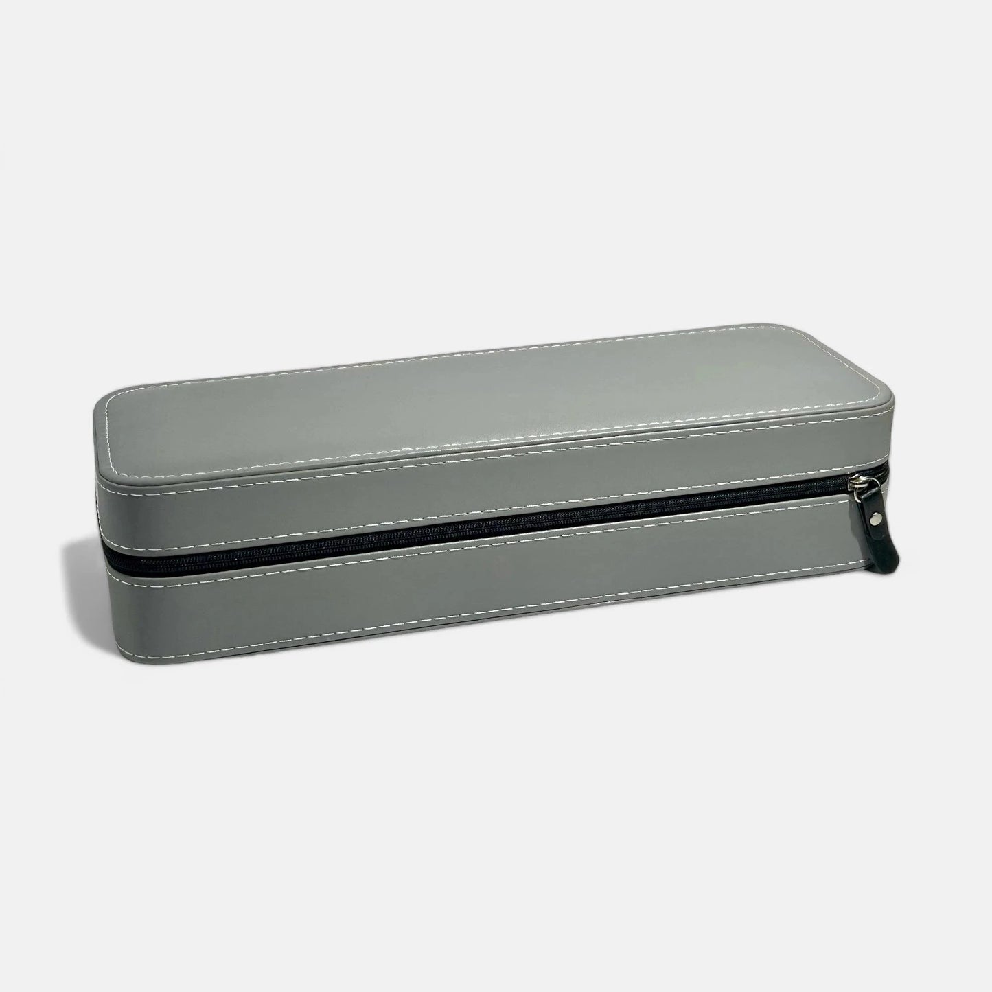 Santa Maria Watch Box, Grey Colour, Front Side, Zipped Close