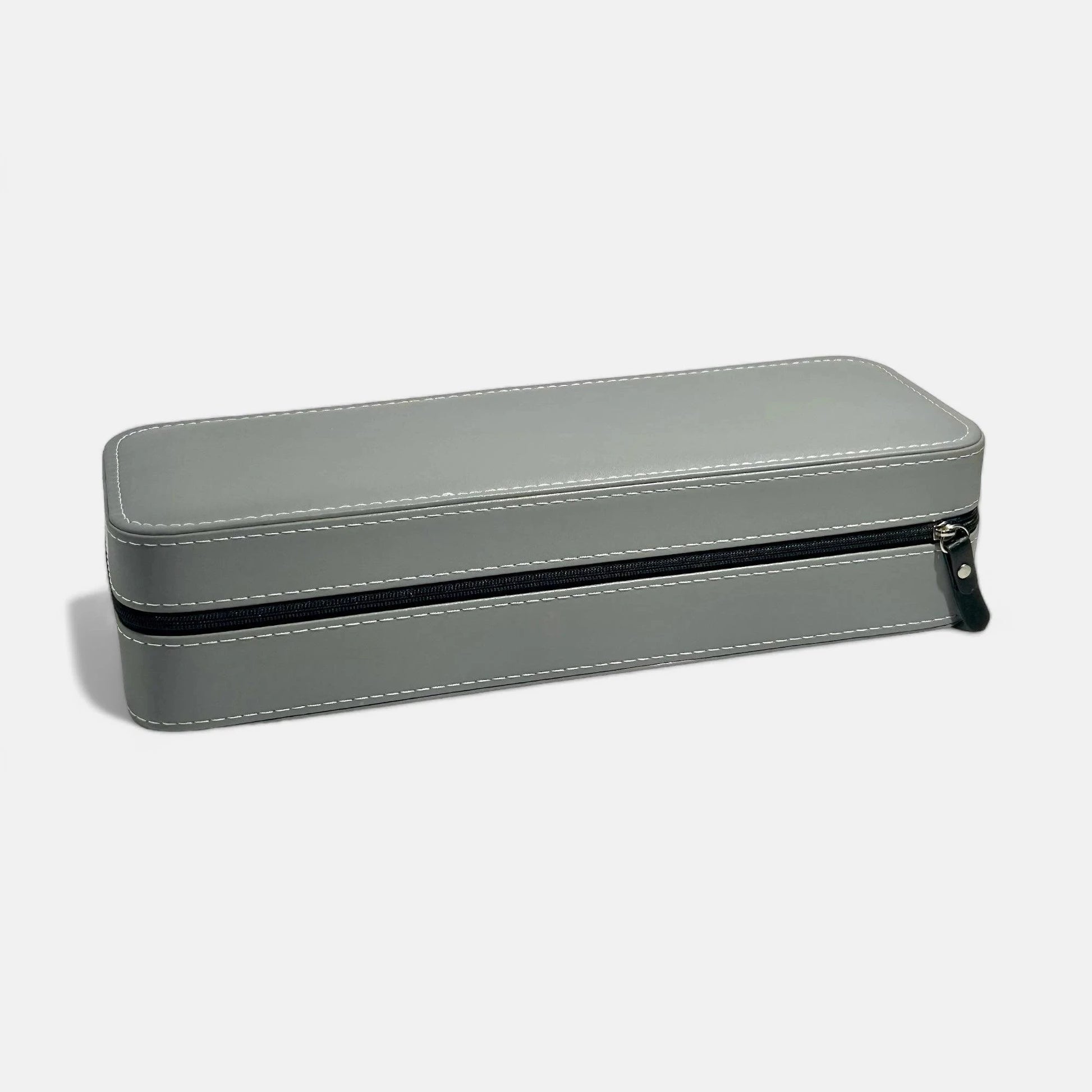 Santa Maria Watch Box, Grey Colour, Front Side, Zipped Close
