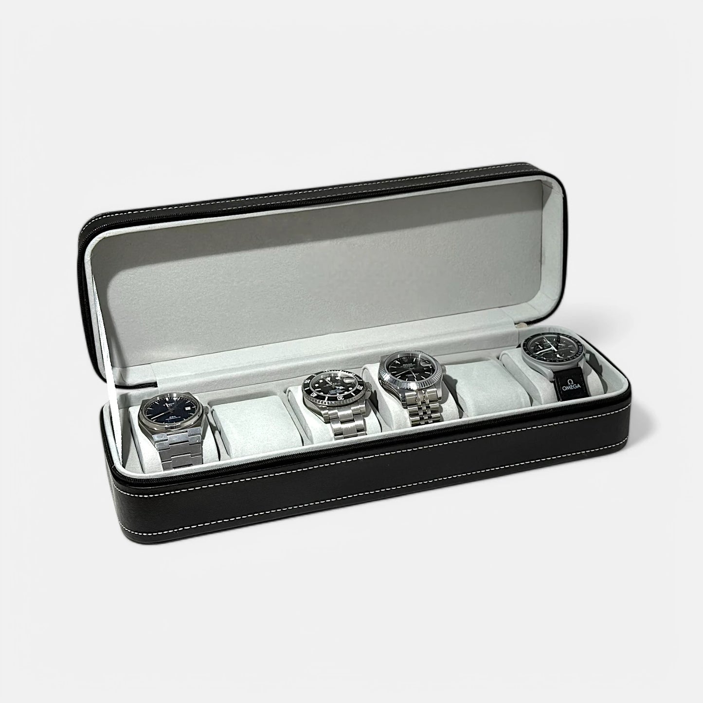 Santa Maria Watch Box, Black Colour, Front Side, Open