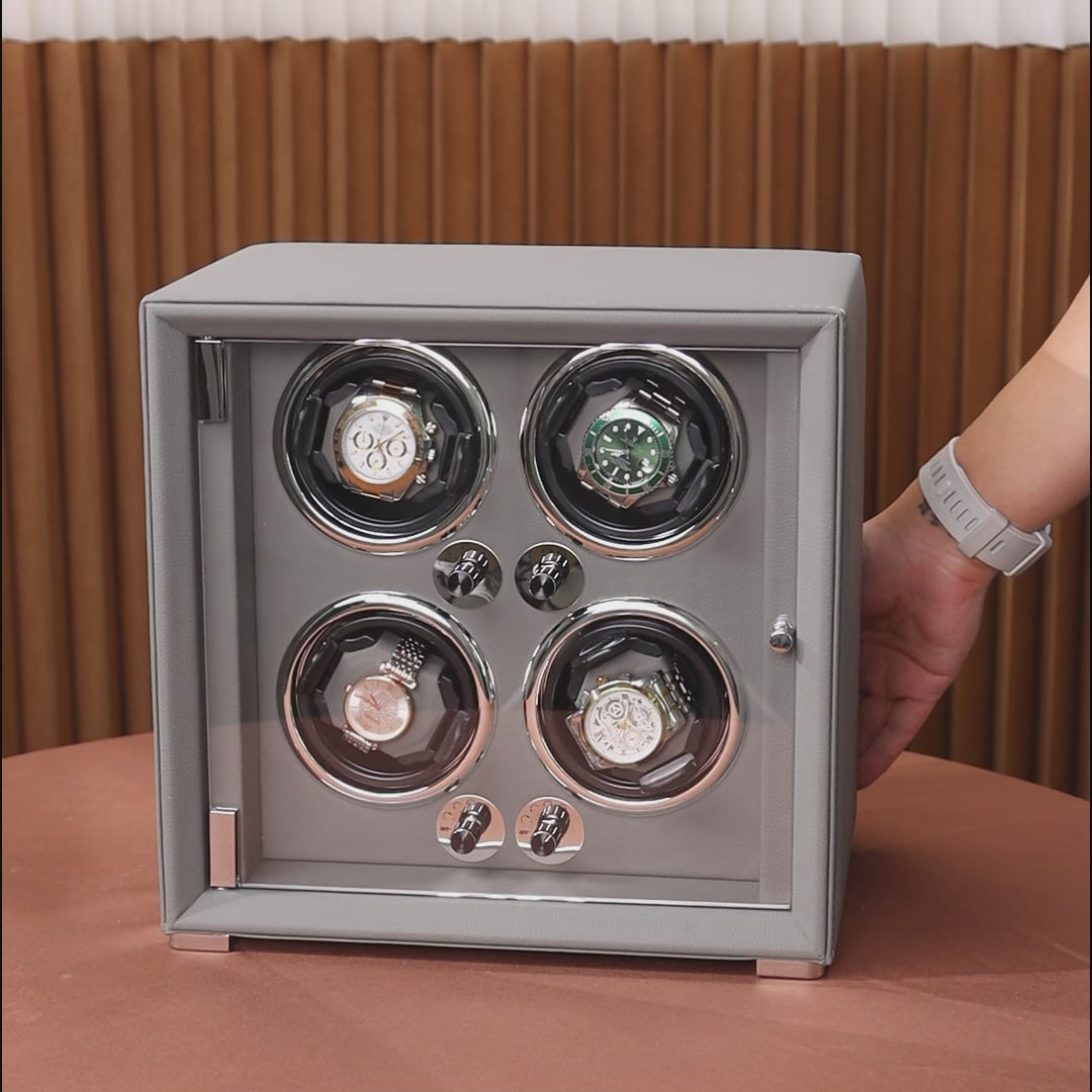 Leone Watch Winder, Grey Colour,  Rotation Demo